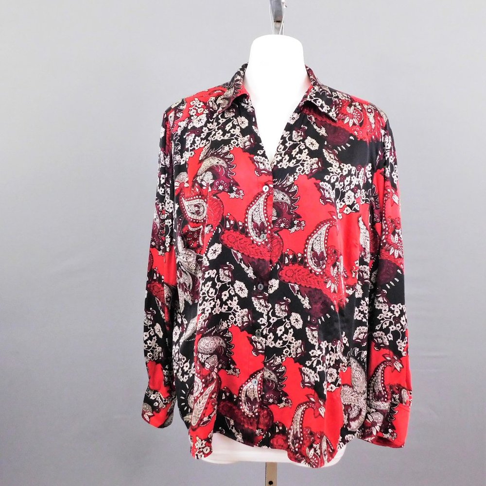 Liz Claiborne Women Shirt Black Red 18W
